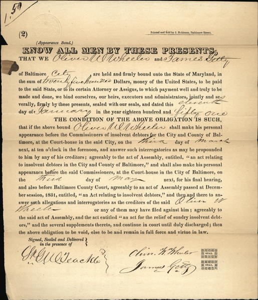 1837 Baltimore Maryland (MD) St. George Williamson Teackle JAMES GETTY oil fortune founder 1837 Baltimore Maryland (MD) St. George Williamson Teackle JAMES GETTY oil fortune founder