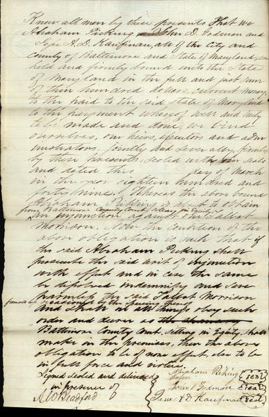 1849 Baltimore Maryland (MD) document Civil War Augustus Williamson Bradford Abraham Pickering John Godman Jesse Kaufman 1849 Baltimore Maryland (MD) document Civil War Augustus Williamson Bradford Abraham Pickering John Godman Jesse Kaufman